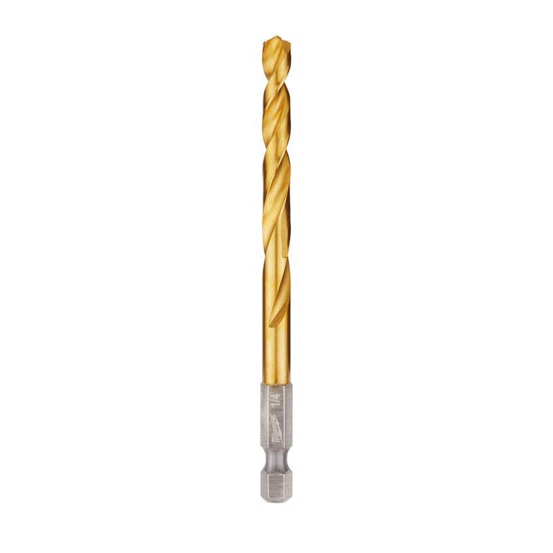 Milwaukee Shockwave 1/4 in. X 4.13 in. L Titanium Red Helix Drill Bit Hex Shank