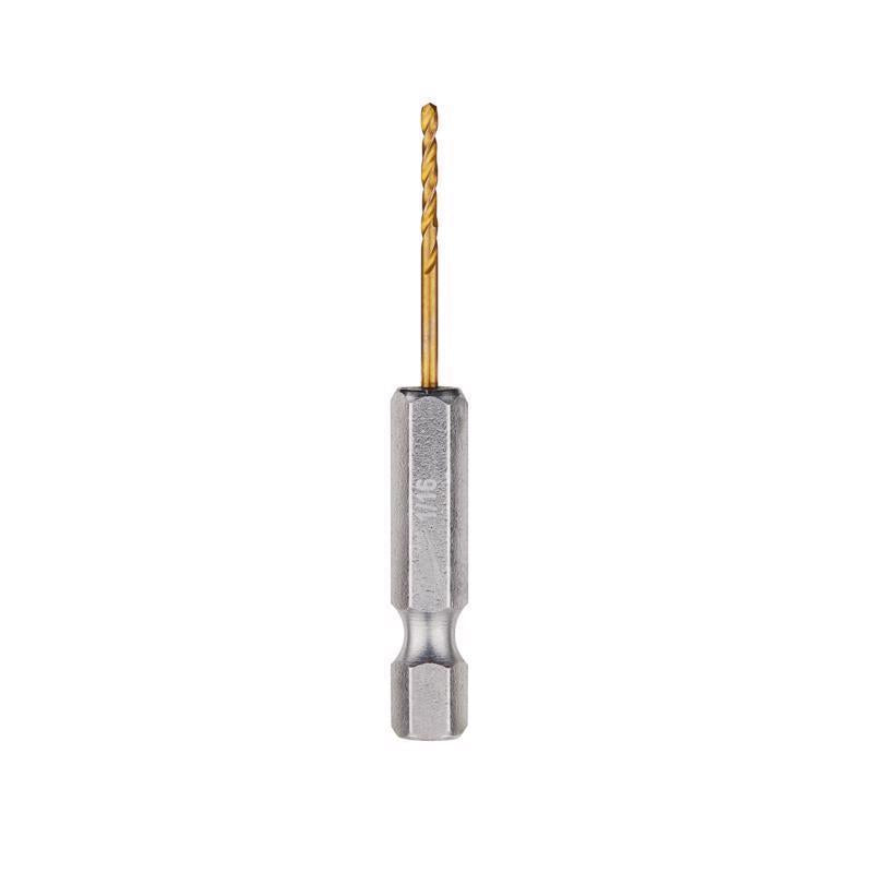 Milwaukee Shockwave 1/16 in. X 2-1/4 in. L Titanium Red Helix Drill Bit Hex Shank 2 pc