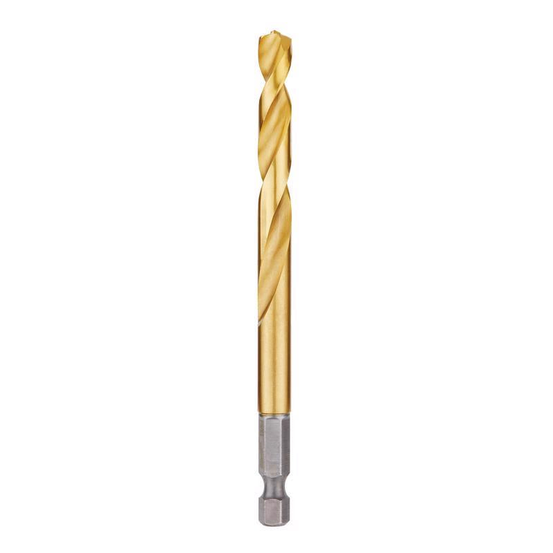 Milwaukee Shockwave 19/64 in. X 4.37 in. L Titanium Red Helix Drill Bit Hex Shank