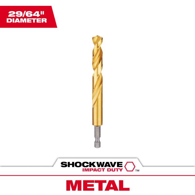 Milwaukee Shockwave 29/64 in. Titanium Red Helix Drill Bit Hex Shank