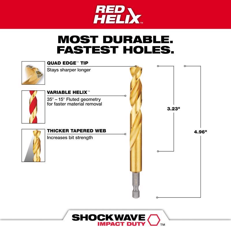 Milwaukee Shockwave 29/64 in. Titanium Red Helix Drill Bit Hex Shank