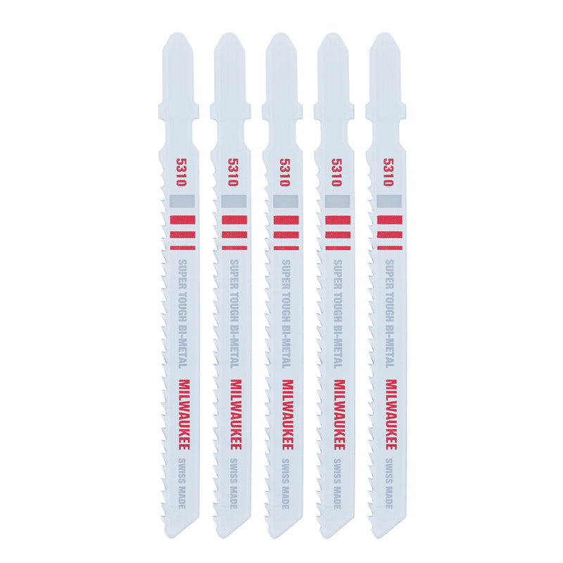 Milwaukee 4 in. Bi-Metal T-Shank Embedded cutting Jig Saw Blade 10 TPI 5 pk