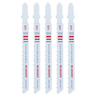 Milwaukee 4 in. Bi-Metal T-Shank Wood cutting Jig Saw Blade 10 TPI 5 pk