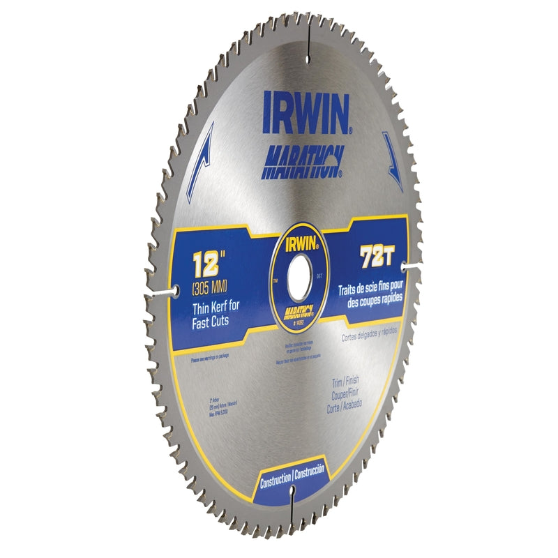 Irwin Marathon 12 in. D X 1 in. Carbide Miter and Table Saw Blade 72 teeth