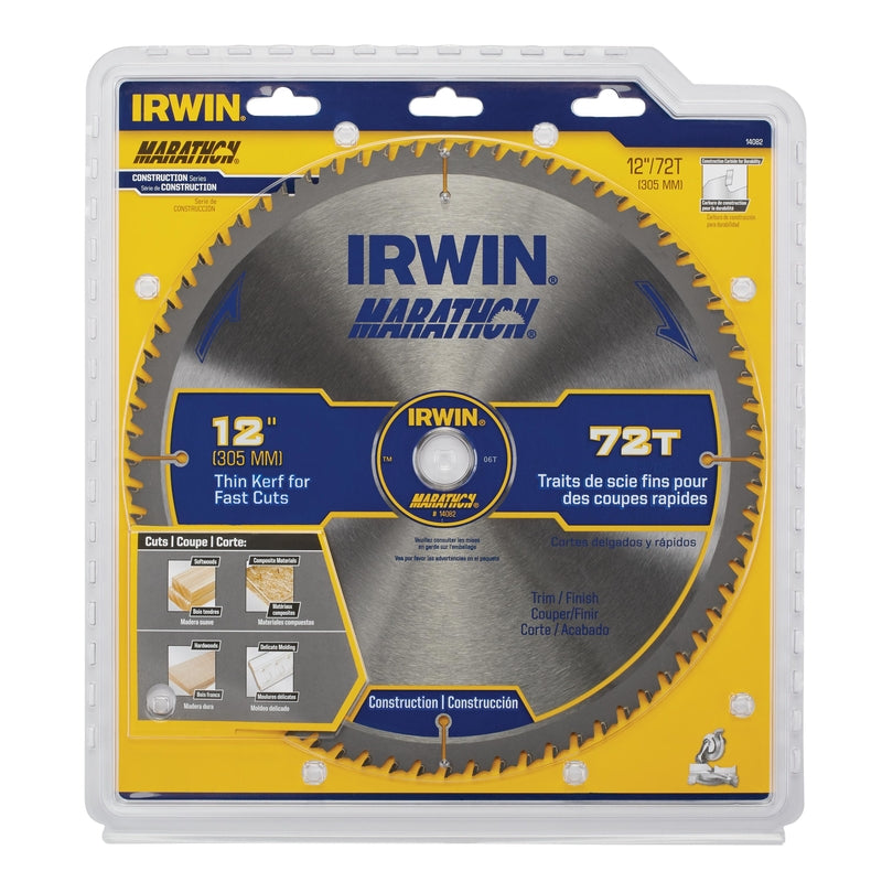 Irwin Marathon 12 in. D X 1 in. Carbide Miter and Table Saw Blade 72 teeth