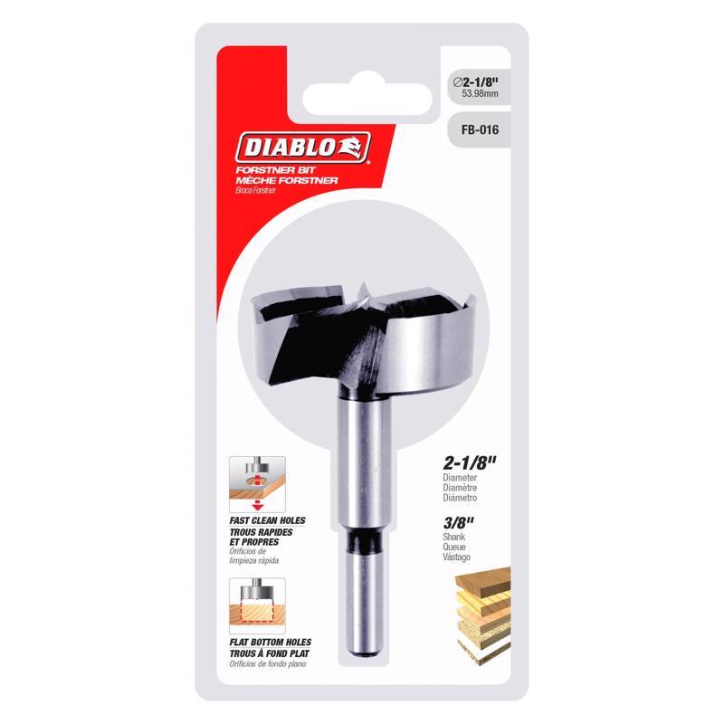 Diablo 2-1/8 in. X 3-1/2 in. L High Speed Steel Forstner Drill Bit Round Shank