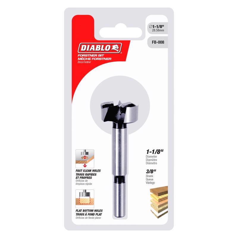 Diablo 1-1/8 in. X 3-1/2 in. L High Speed Steel Forstner Drill Bit Round Shank