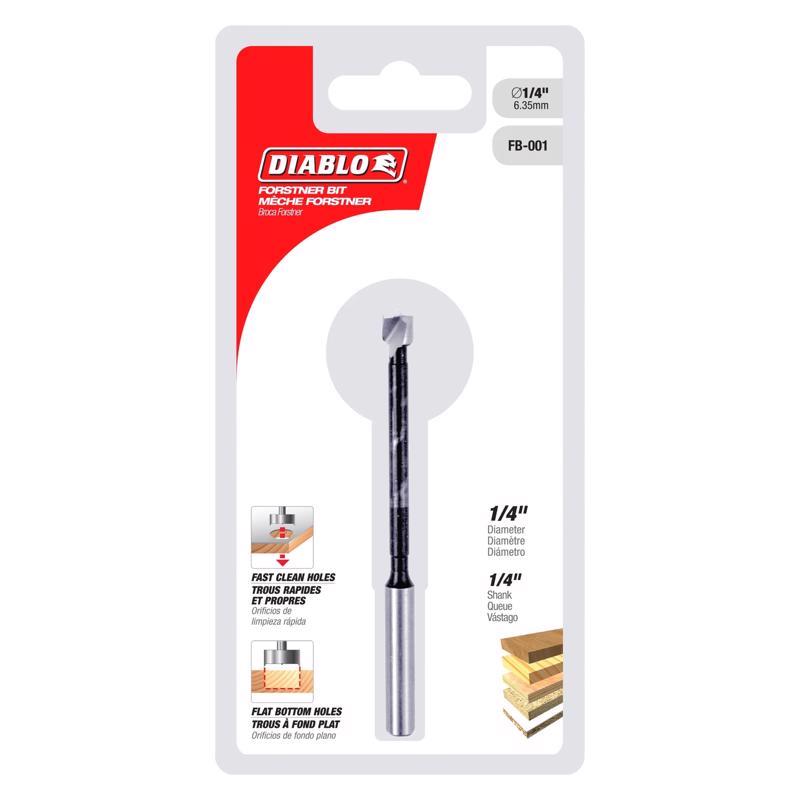 Diablo 1/4 in. X 3-1/2 in. L High Speed Steel Forstner Drill Bit Round Shank
