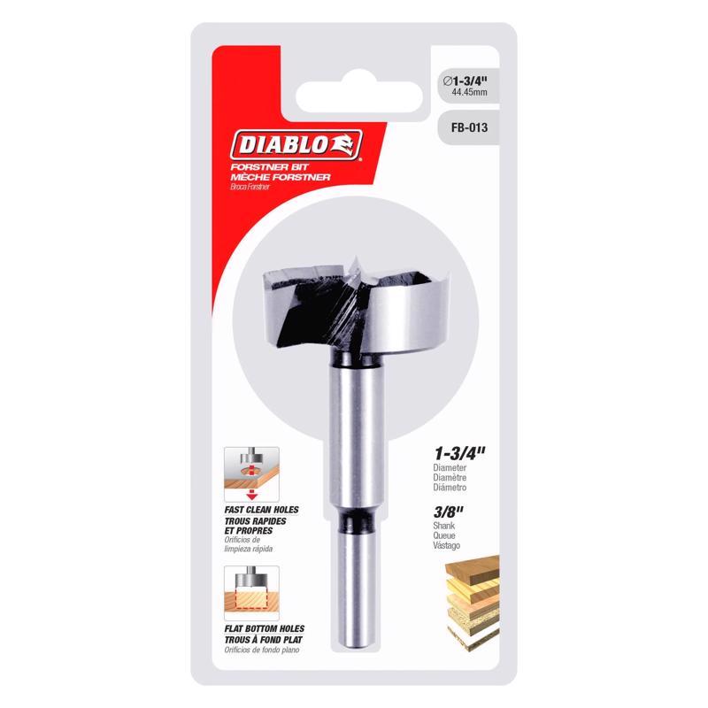 Diablo 1-3/4 in. X 3-1/2 in. L High Speed Steel Forstner Drill Bit Round Shank