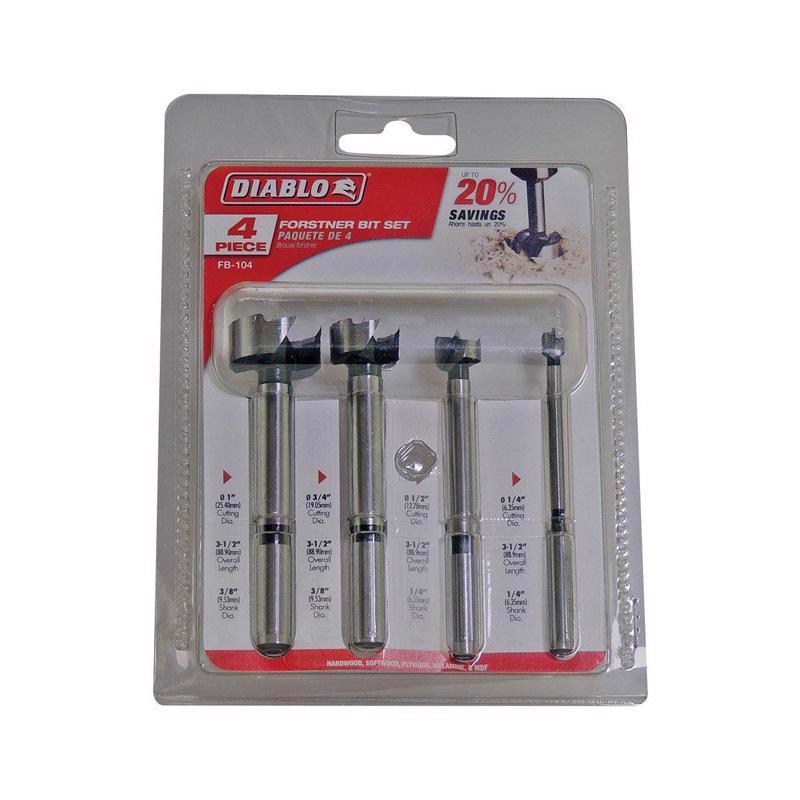 Diablo 3-1/2 in. L High Speed Steel Forstner Drill Bit Set Round Shank 4 pk
