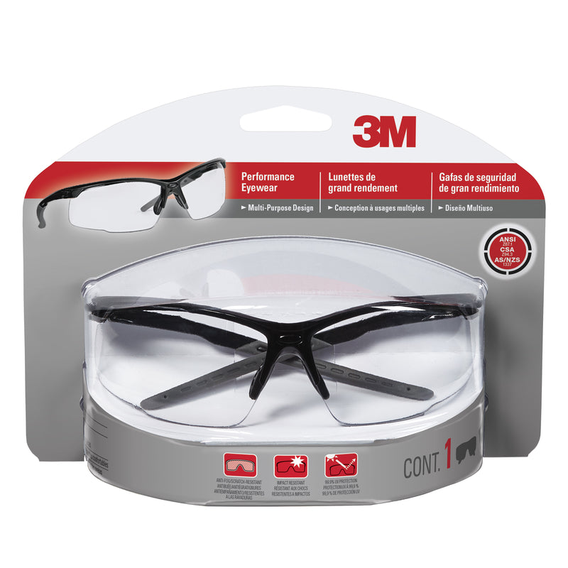 3M Anti-Fog Safety Glasses Clear Lens Black Frame