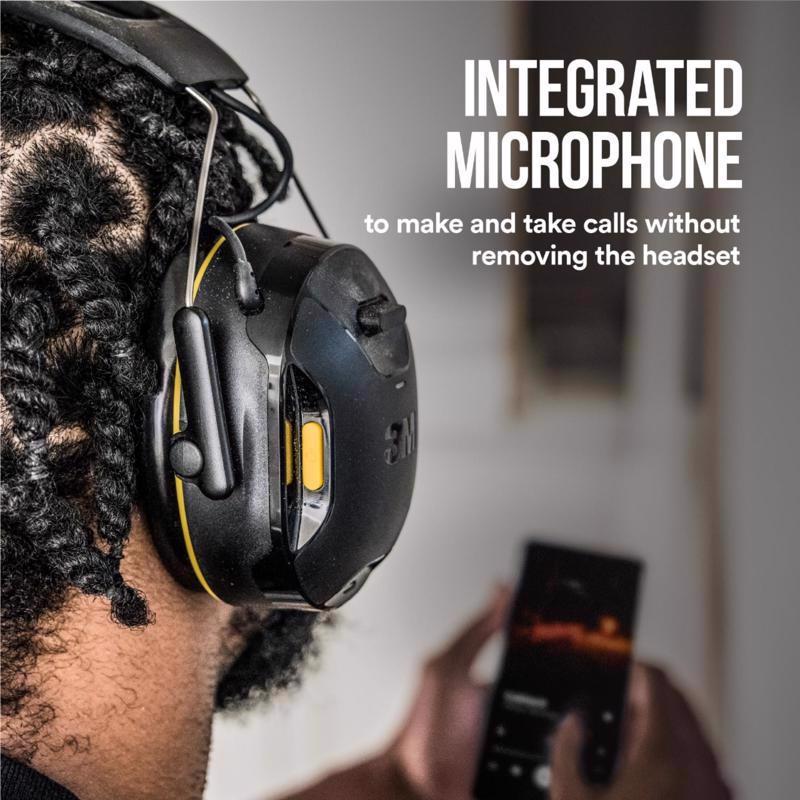 3M WorkTunes 24 dB Over-the-Head Hearing Protector Earmuff Black/Yellow 1 pair