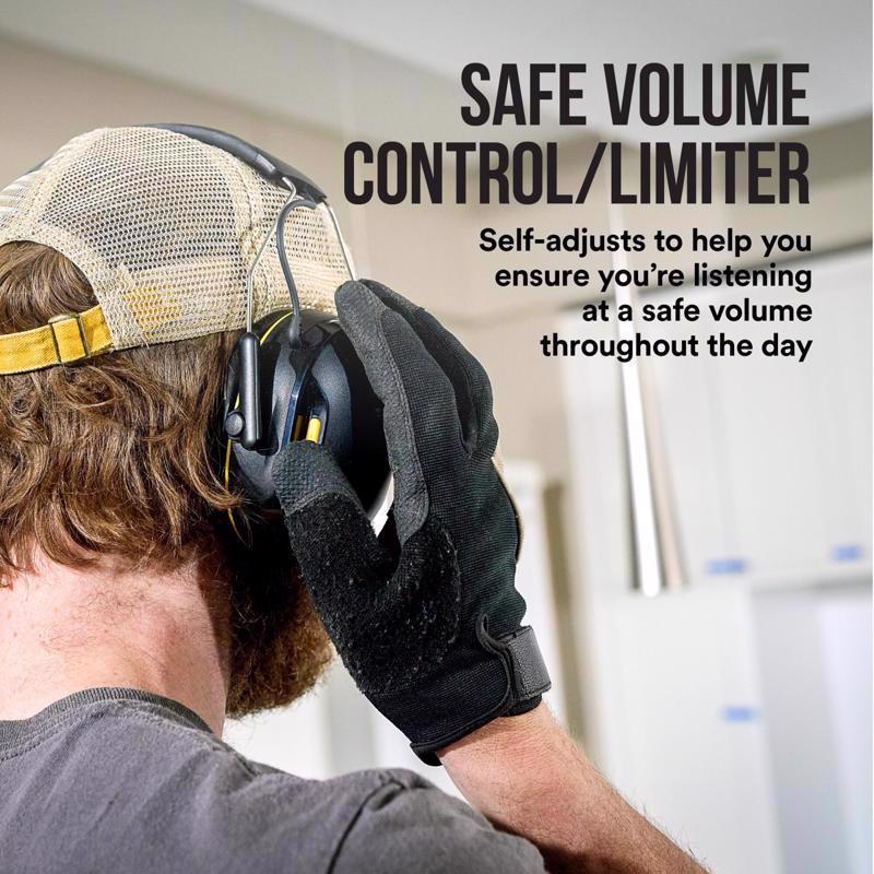 3M WorkTunes 24 dB Over-the-Head Hearing Protector Earmuff Black/Yellow 1 pair