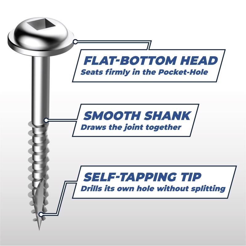 Kreg No. 7 X 1-1/4 in. L Square Zinc-Plated Fine Pocket-Hole Screw 1200 pk