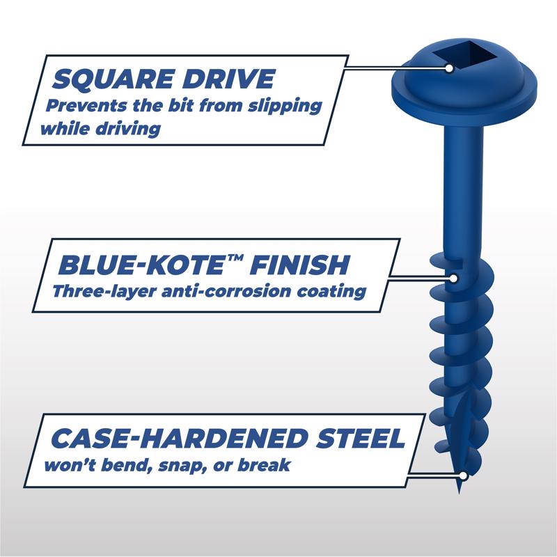 Kreg No. 8 X 2 in. L Square Blue-Kote Coarse Pocket-Hole Screw 50 pk