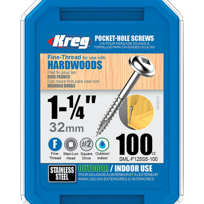 Kreg No. 8 X 1-1/4 in. L Square Fine Pocket-Hole Screw 100 pk