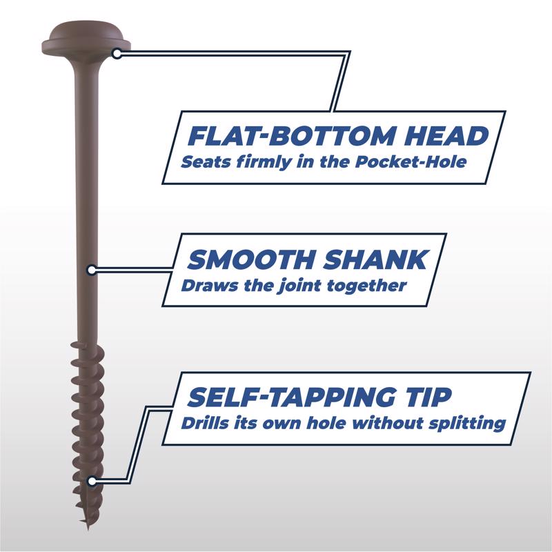 Kreg No. 14 X 2-1/2 in. L Square Coarse Pocket-Hole Screw 30 pk