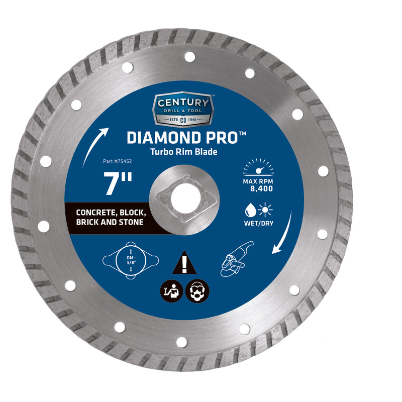 Century Drill & Tool Diamond Pro 7 in. D X 5/8 in. Diamond Turbo Rim Saw Blade