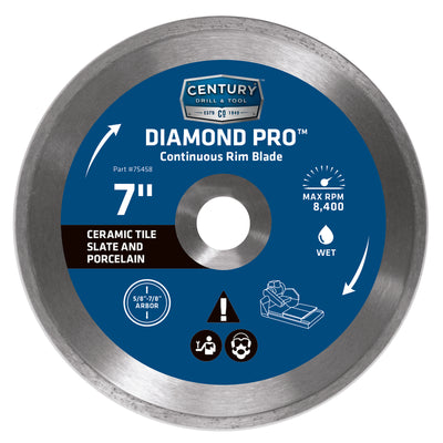 Century Drill & Tool Diamond Pro 7 in. D X 7/8 in. Steel Continuous Rim Diamond Saw Blade