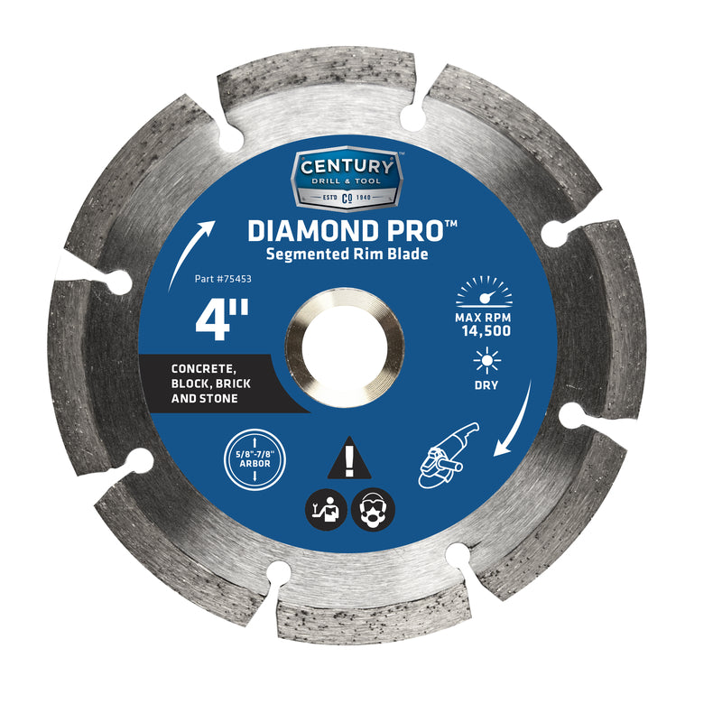 Century Drill & Tool 4 in. D X 7/8 in. Diamond Segmented Rim Diamond Saw Blade