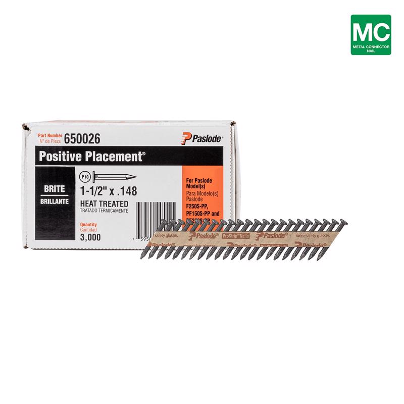 Paslode Positive Placement 1-1/2 in. L Angled Strip Brite Metal Connector Nails 30 deg 3,000 pk