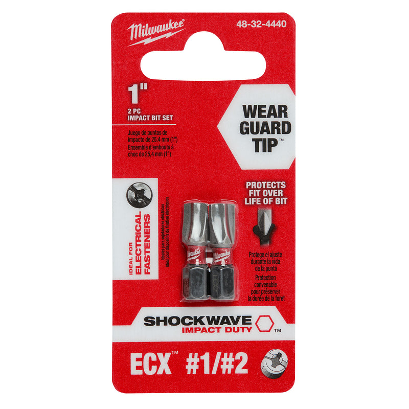 Milwaukee Shockwave ECX 1/4 in. X 1 in. L Impact Insert Bit Set Alloy Steel 2 pc