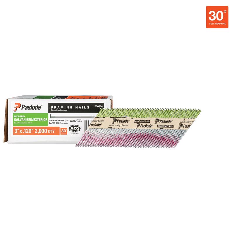 Paslode RounDrive 3 in. L Angled Strip Hot-Dip Galvanized Framing Nails 30 deg 2,000 pk
