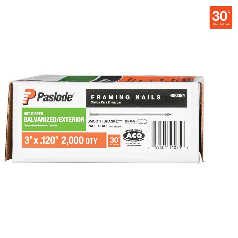 Paslode RounDrive 3 in. L Angled Strip Hot-Dip Galvanized Framing Nails 30 deg 2,000 pk