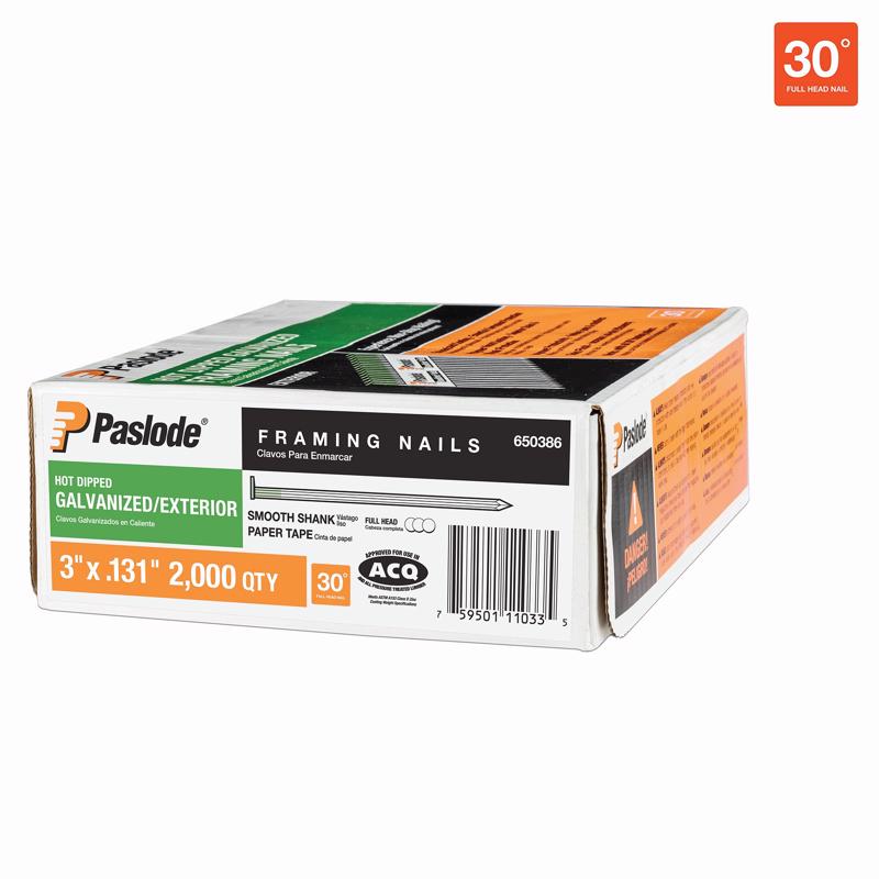Paslode RounDrive 3 in. L Angled Strip Hot-Dip Galvanized Framing Nails 30 deg 2,000 pk
