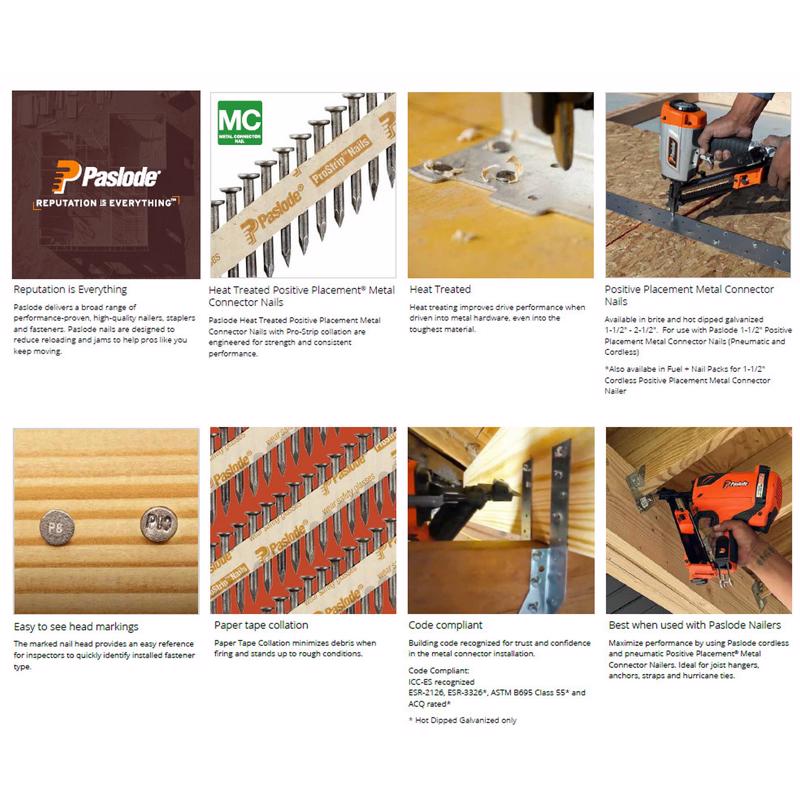 Paslode Positive Placement 1-1/2 in. L Angled Strip Galvanized Metal Connector Nails 30 deg 3,000 pk