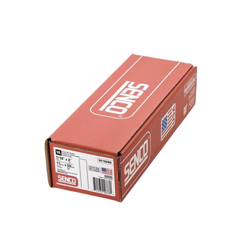 Senco 7/16 in. W X 2 in. L Stainless Steel Steel Wire Staples 16 Ga.