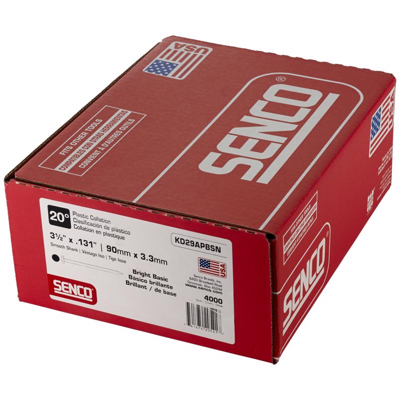 Senco 3-1/2 in. L X 16 Ga. Angled Strip Bright Framing Nails 20 deg 4000 pk