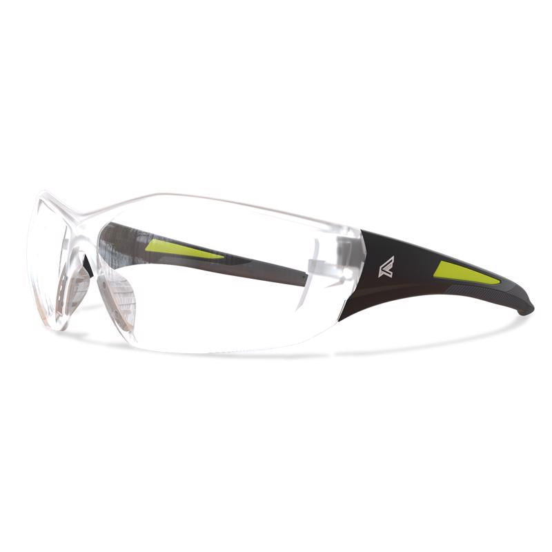 Edge Eyewear Delano G2 Wraparound Safety Glasses Clear Lens Black Frame
