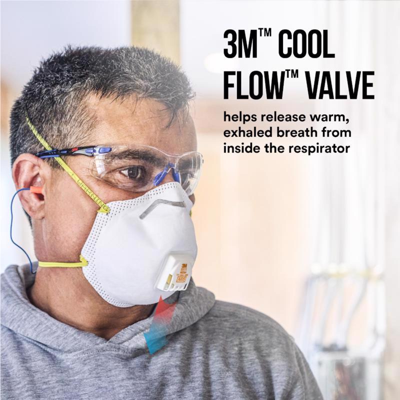 3M N95 Sanding and Fiberglass Cup Disposable Respirator Pro-Series Valved White 10 pc