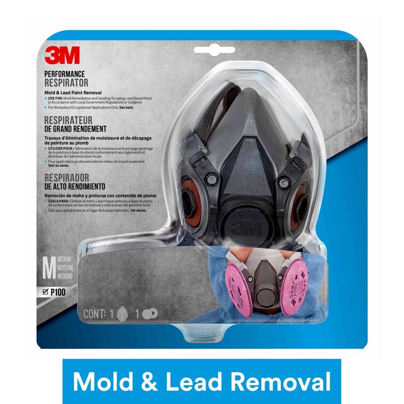 3M P100 Mold and Lead Paint Removal Respirator P-Series Valved Black M