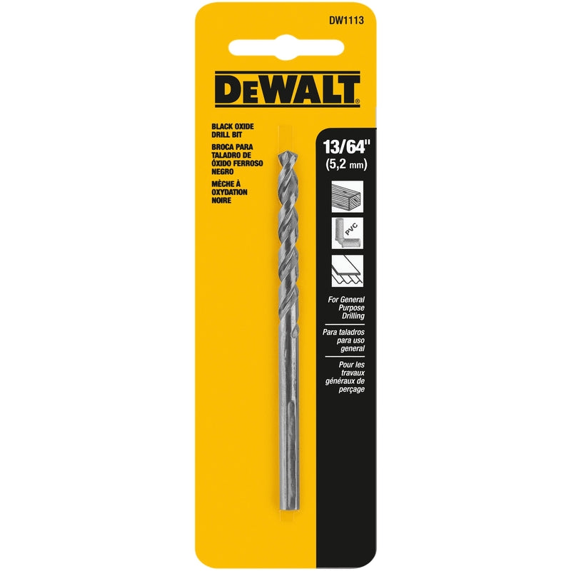 DeWalt Black & Gold 13/64 in. X 3.62 in. L Black Oxide Drill Bit Round Shank