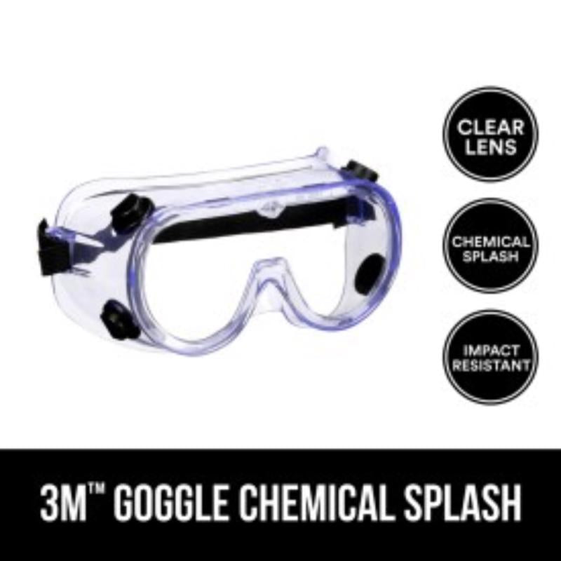 3M Chemical Splash Goggles Clear Lens Clear Frame