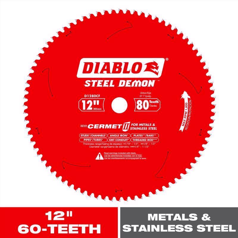 Diablo Steel Demon 12 in. D X 1 in. Cermet Metal Saw Blade 60 teeth