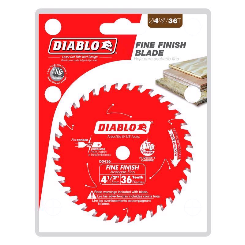 Diablo 4-1/2 in. D X 3/8 in. Fine Finish TiCo Hi-Density Carbide Circular Saw Blade 36 teeth