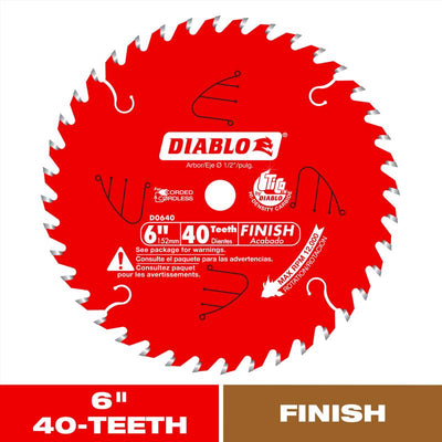 Diablo 6 in. D X 1/2 in. TiCo Hi-Density Carbide Finish Saw Blade 40 teeth
