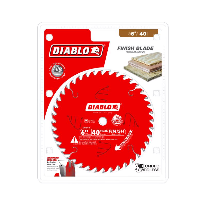 Diablo 6 in. D X 1/2 in. TiCo Hi-Density Carbide Finish Saw Blade 40 teeth