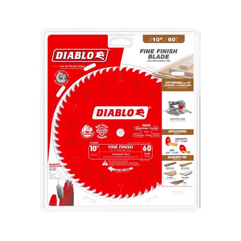 Diablo 10 in. D X 5/8 in. Fine Finish TiCo Hi-Density Carbide Circular Saw Blade 60 teeth