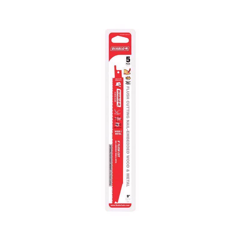 Diablo 9 in. Bi-Metal Flush Cut Reciprocating Saw Blade 10/14 TPI 5 pk