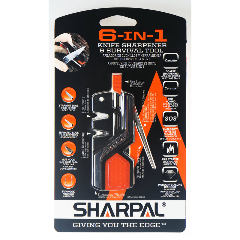 Sharpal 6-in-1 Carbide/Diamond Knife Sharpener and Survival Tool 400 Grit