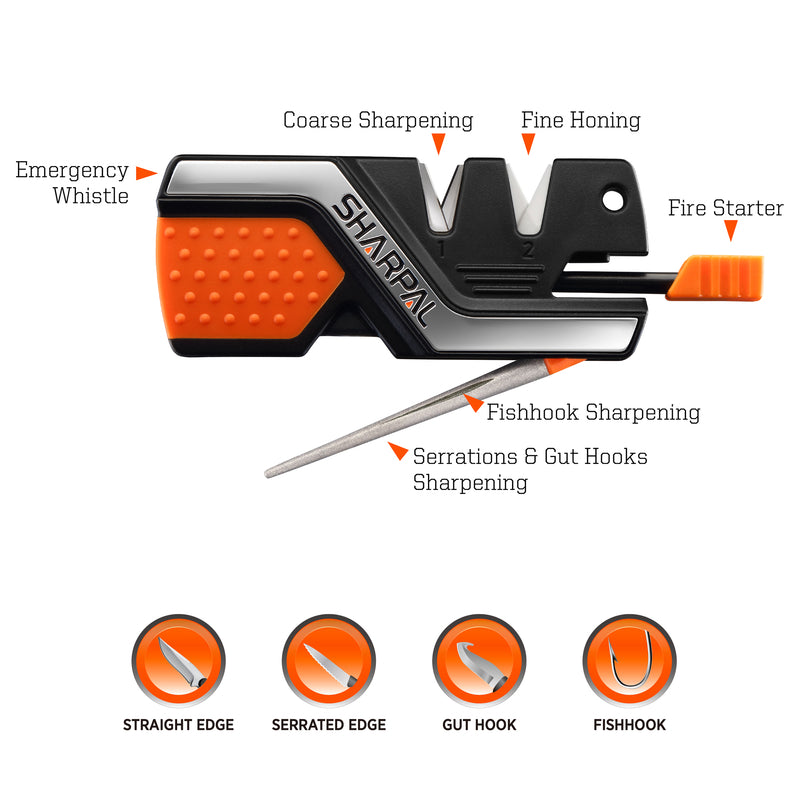 Sharpal 6-in-1 Carbide/Diamond Knife Sharpener and Survival Tool 400 Grit