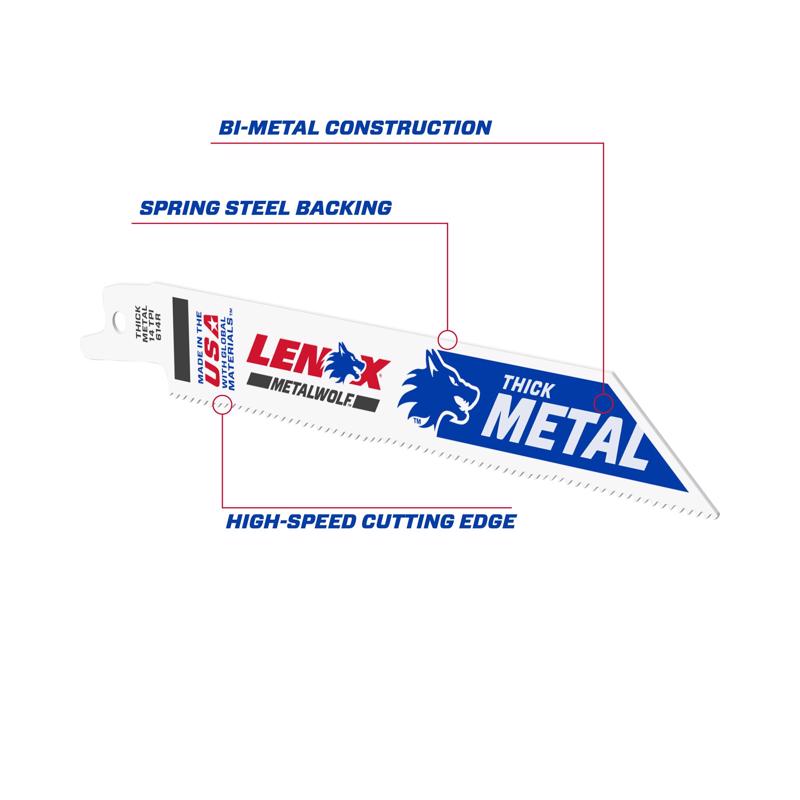 Lenox METALWOLF 6 in. Bi-Metal WAVE EDGE Reciprocating Saw Blade 14 TPI