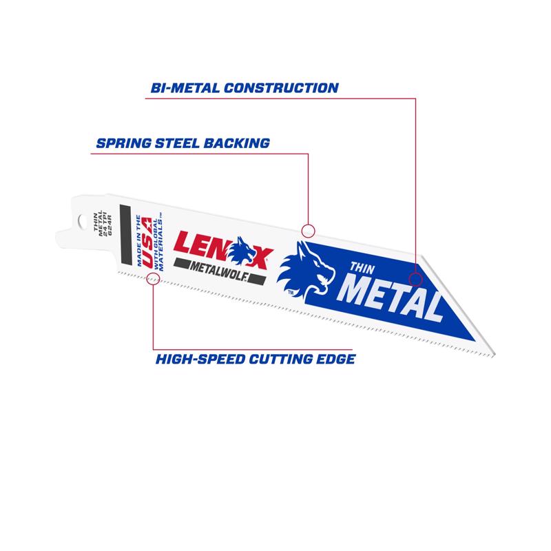 Lenox METALWOLF 6 in. Bi-Metal WAVE EDGE Reciprocating Saw Blade 24 TPI