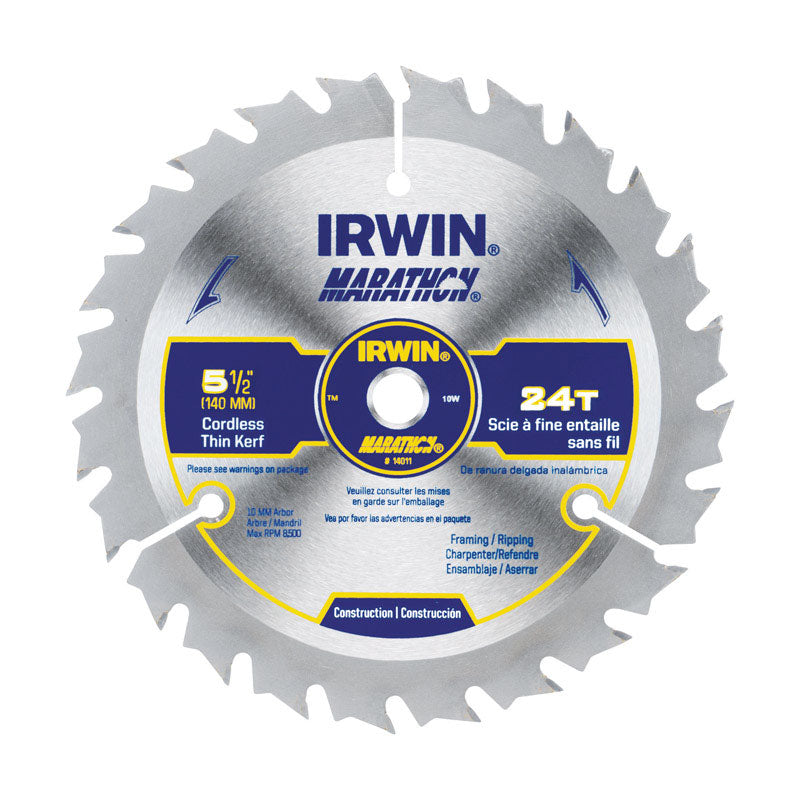 Irwin Marathon 5-1/2 in. D X 10 mm Carbide Circular Saw Blade 24 teeth