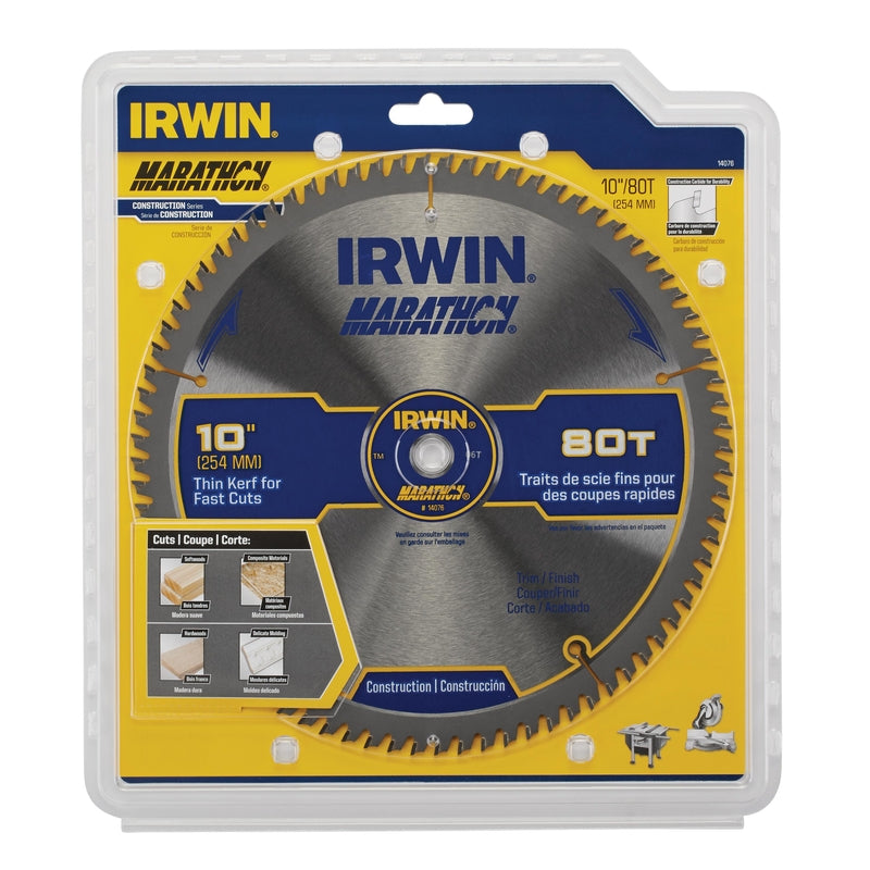 Irwin Marathon 10 in. D X 5/8 in. Carbide Circular Saw Blade 80 teeth