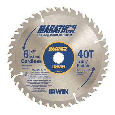 Irwin Marathon 6-1/2 in. D X 5/8 in. Carbide Circular Saw Blade 40 teeth